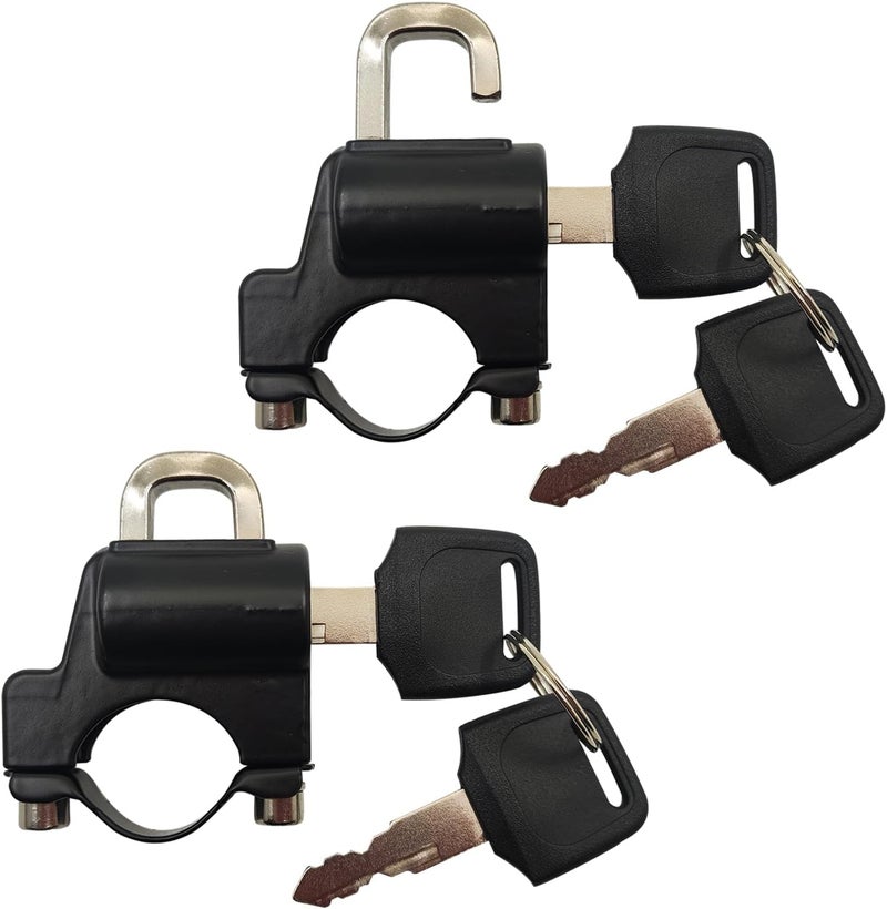 AUTQVA Handlebar Helmet Lock 7/8" for Motorcycle, Universal Accessories Bike Key Padlock, Helmet Safety Lock Anti-Theft for Motorbike, Pack of 2pcs - Image 1